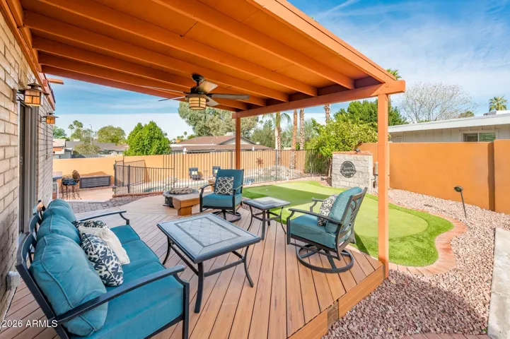 This is an elevated lot, so the covered deck offers privacy and views.