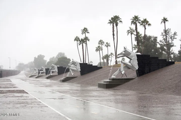 Within walking distance is this beautiful Scottsdale art installation with doubles to move rain water