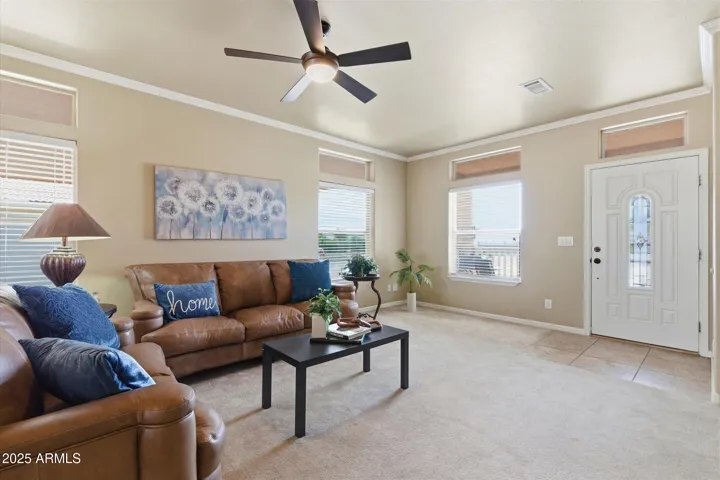 Recessed lighting and natural light create a warm, welcoming atmosphere.