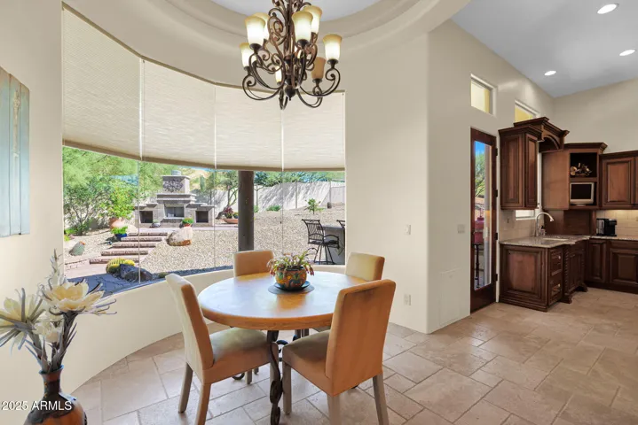 Eat in dining nook with butted glass windows