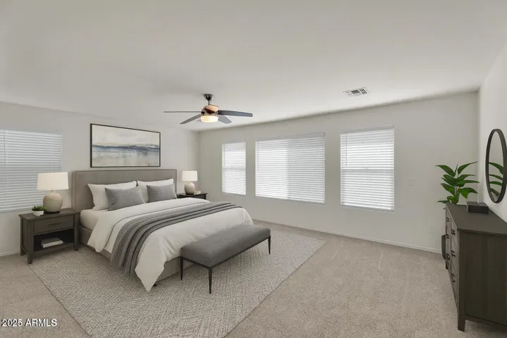 Oversized upstairs primary bedroom.