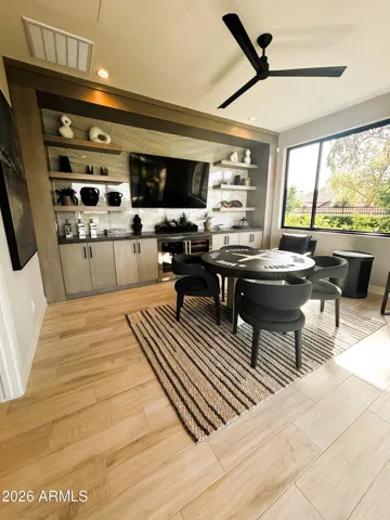 Stunning built-ins w/ Quartz Backsplash are a perfect fit for the Sub Zero Wine Fridge & Beverage Fridge.