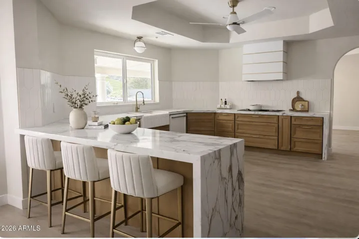 Gorgeous Open Layout Kitchen w/ Drawer Bottoms & Quartz Countertops. Luxury Built In Appliances with Double Oven.