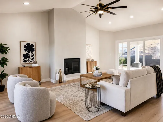 Incredible Vaulted Ceilings, and expansive Bi-fold doors in the Great Room.