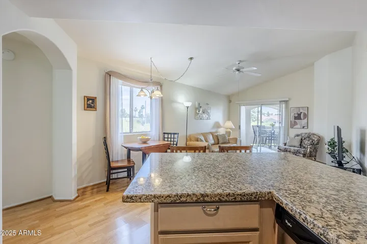 Granite countertops and counter seating