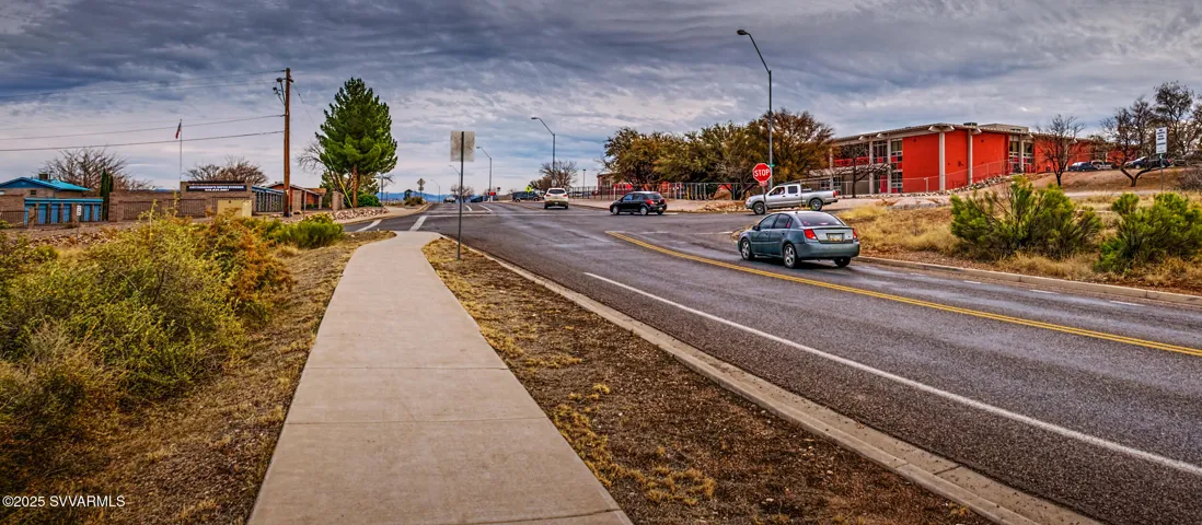 Camino Real showing existing sidewalks and Mingus High School nearby.