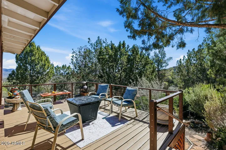 Relax on this spacious deck overlooking Mojave County desert landscape. Perfect for morning coffee or sunset views in Hackberry Arizona.
