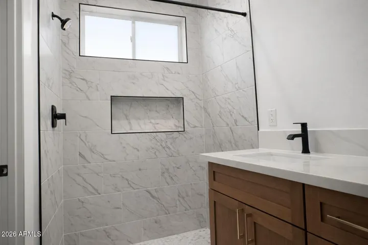 Bathroom design - pending shower glass install.