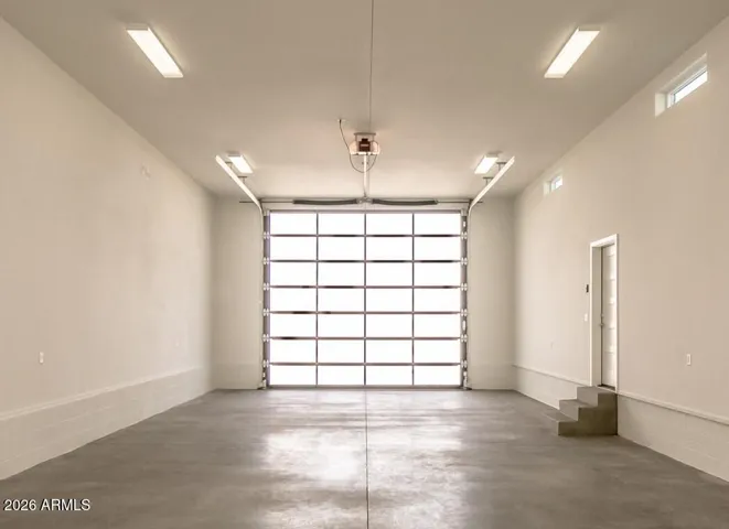 37' Boat Garage. Shown with upgraded garage door, not included standard.