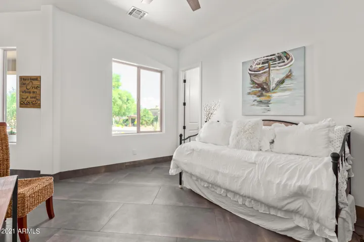 TWIN BEDS, ONE DAYBED AND ONE TRUNDLE.