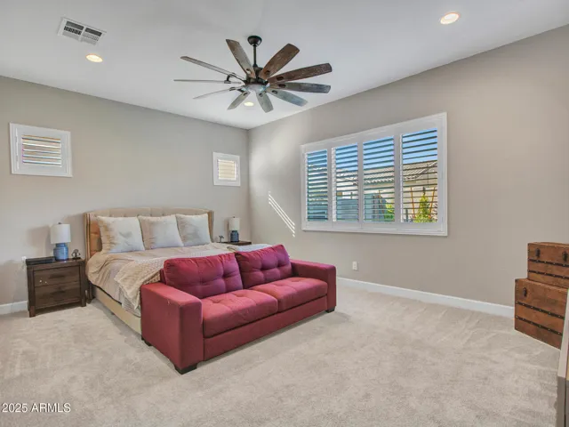 Huge suite with oversized ceiling fan for comfort and look
