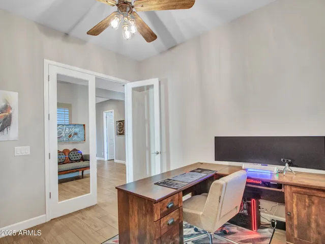 Dedicated home office with double glass doors