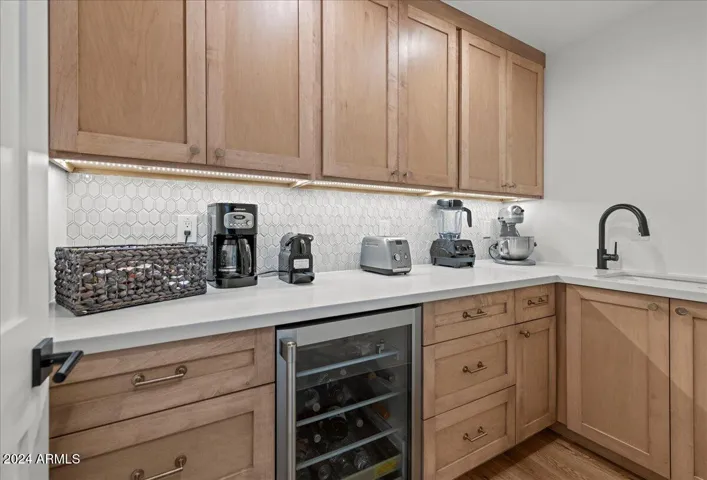 with sink and beverage center