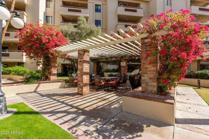 Courtyard has gas grills for BBQ entertaining