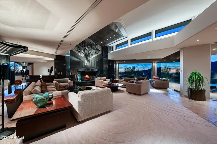 Grand fireplace with contempory sculpture