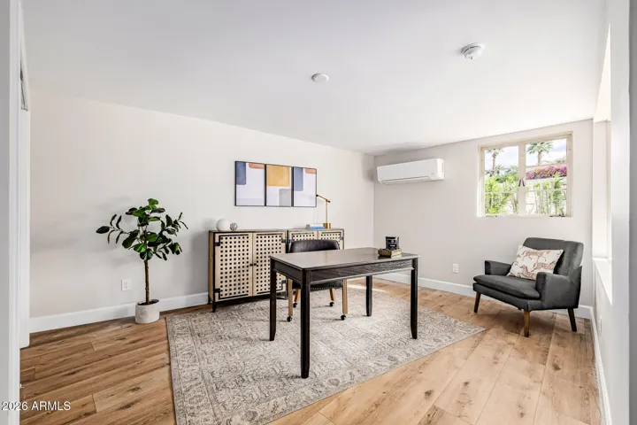 The private casita works well as a home office, gym, or guest bedroom.