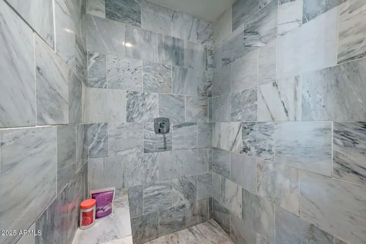 Walk-in tiled shower