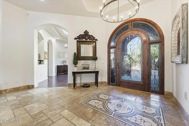 Front glass/ iron grand entry door, the glass opens.