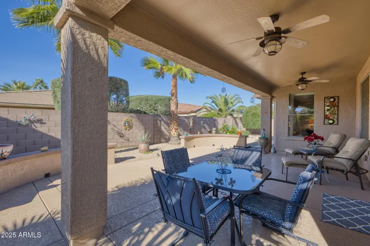 Extended covered patio with fans