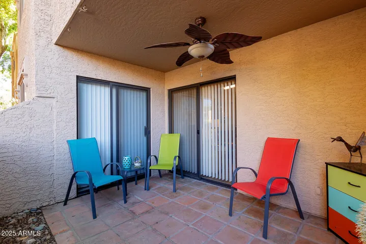 Family room and primary bedroom walk out to patio