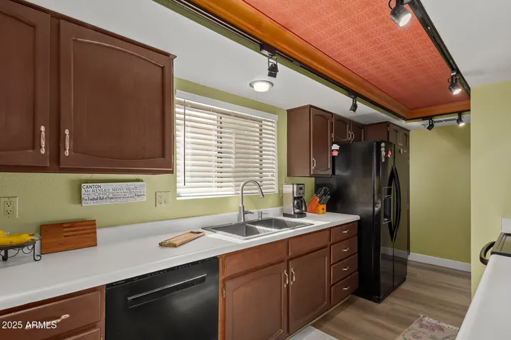 Ceiling lighting is all custom built and adds charm