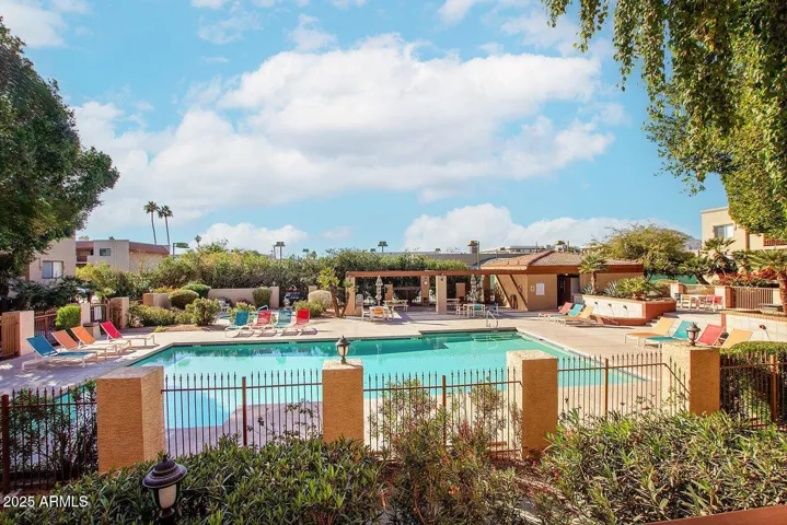 The North pool is more intimate and heated year round