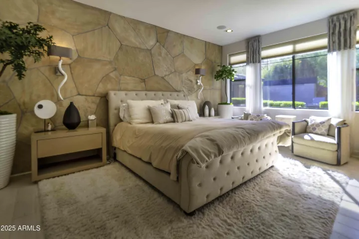 Split, spacious walk-in closet, entry to private courtyard with heated spa and outdoor shower