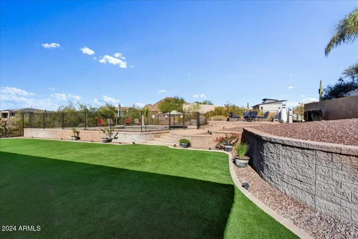 Rear yard with artificial turf