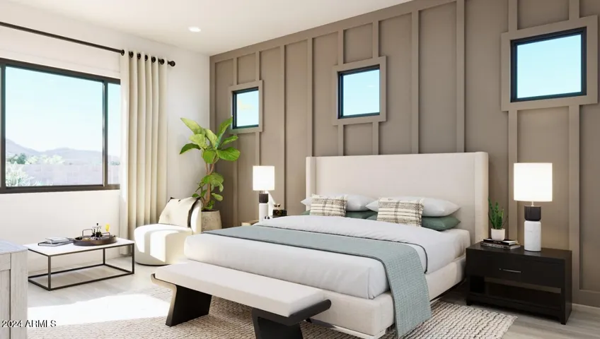 Interior Rendering of Primary Suite. For conceptual purposes only