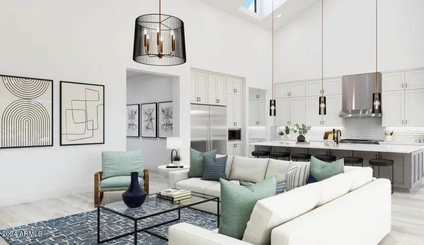 Interior Rendering of Great Room/Kitchen. For conceptual purposes only