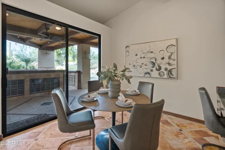 Breakfast nook exit to backyard