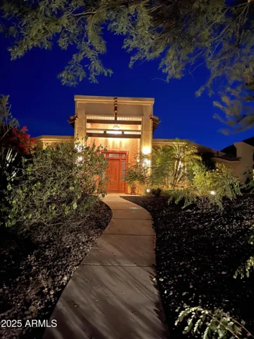 Front entrance nighttime view