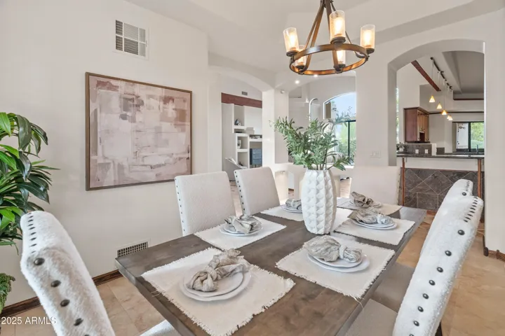 Dining room with view of family room