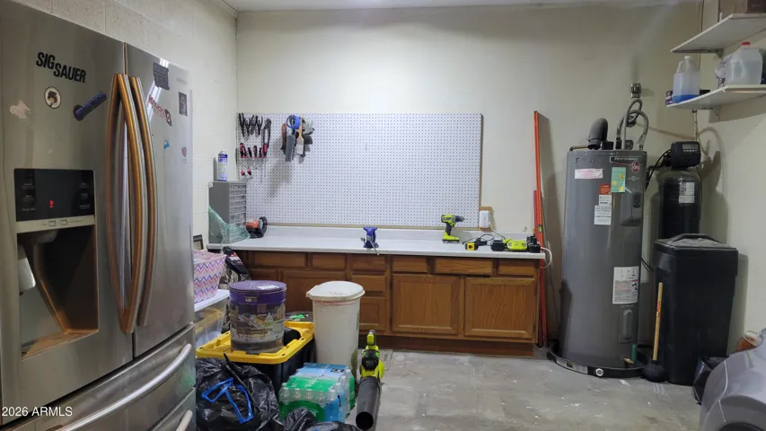 Water Softener, Water Heater, Workbench & Spare Samsung Refrigerator