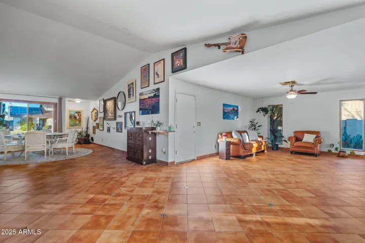 Kitchen view of dinning and living room