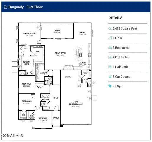 Base floorplan shown. Actual floorplan may vary based on architectural options not shown, when applicable.