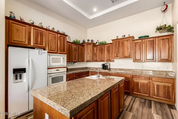 Expansive Kitchen with Recessed-Inset Ceiling, Large Prep Island & Wall to Wall Cabinets