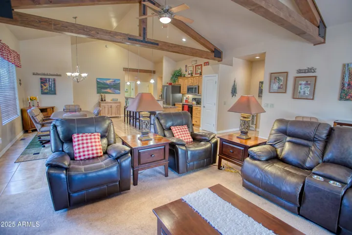 Large living room area flows to the kitchen.
