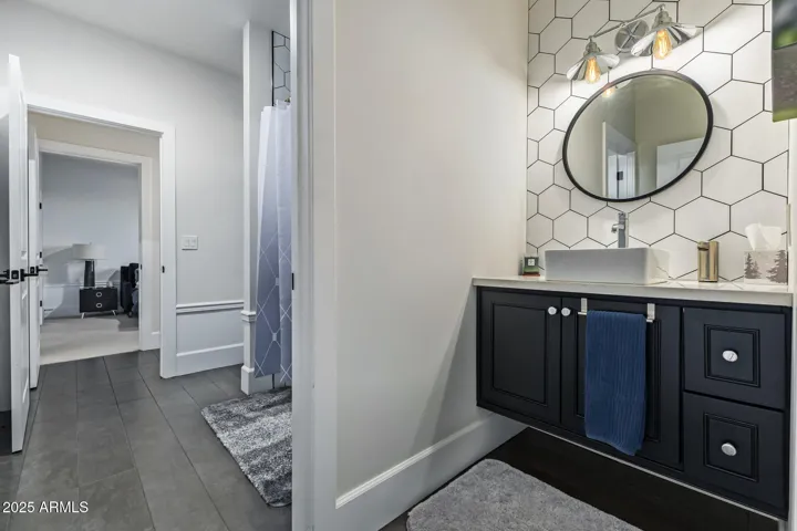 Jack and Jill bathroom between upstairs secondary bedrooms