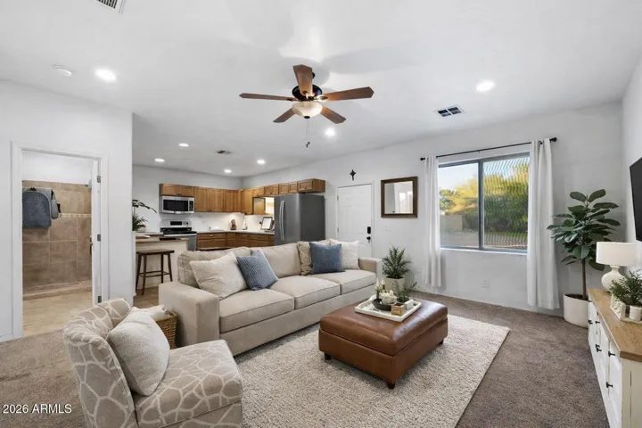 Virtually staged Casita living room