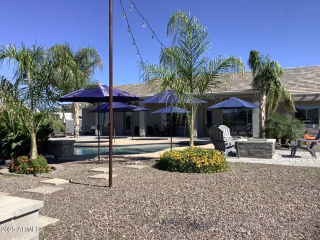Landscaped backyard