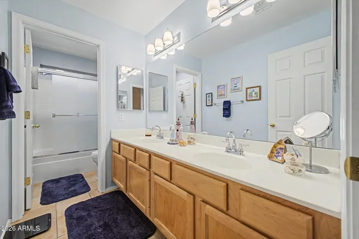 Hall Bath Upstairs with 2 sinks - Separate Shower/Toilet Room