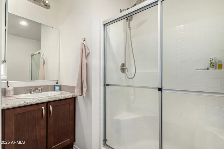 Double walk in shower in the master bathroom