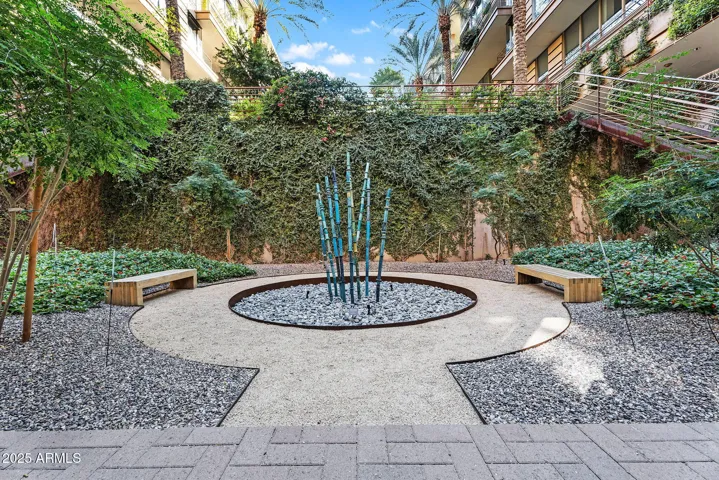 The Optima offers a plethora of amenities for it's residents including a peaceful zen garden.