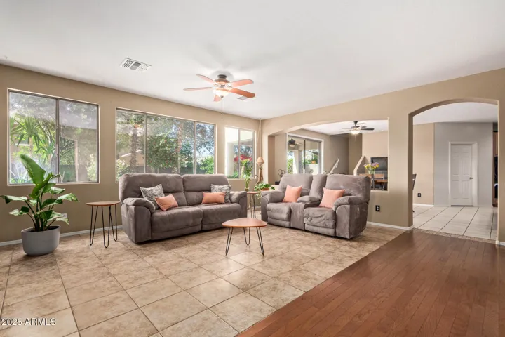 Family room with views of back yard.