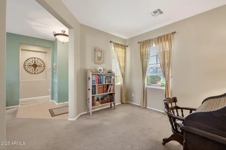 The den has south facing windows for lots of natural lighting.
