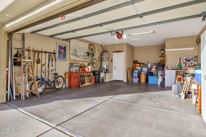 The garage has a bump out space for a golf cart.