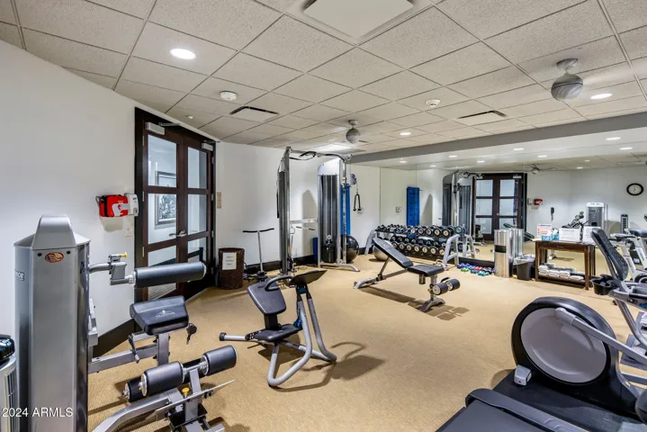 Walk down the hall to a full size gym