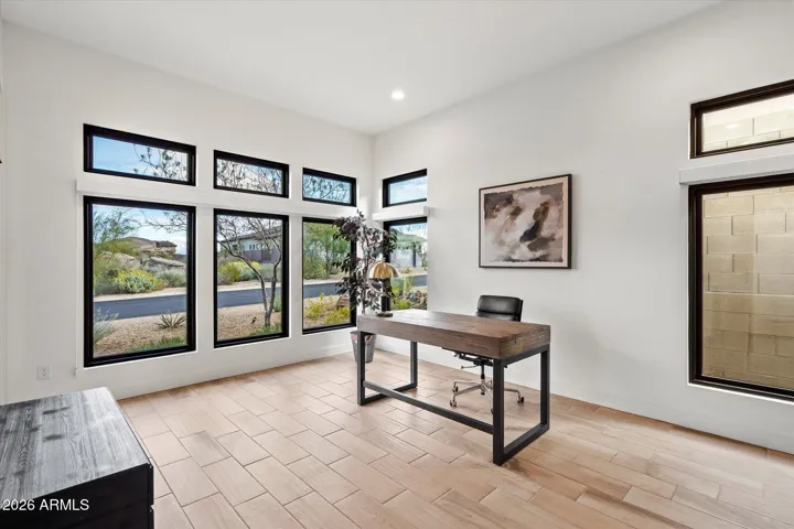 Could be full guest casita with kitchenette area, work out room or office. Gorgeous Rock formation views