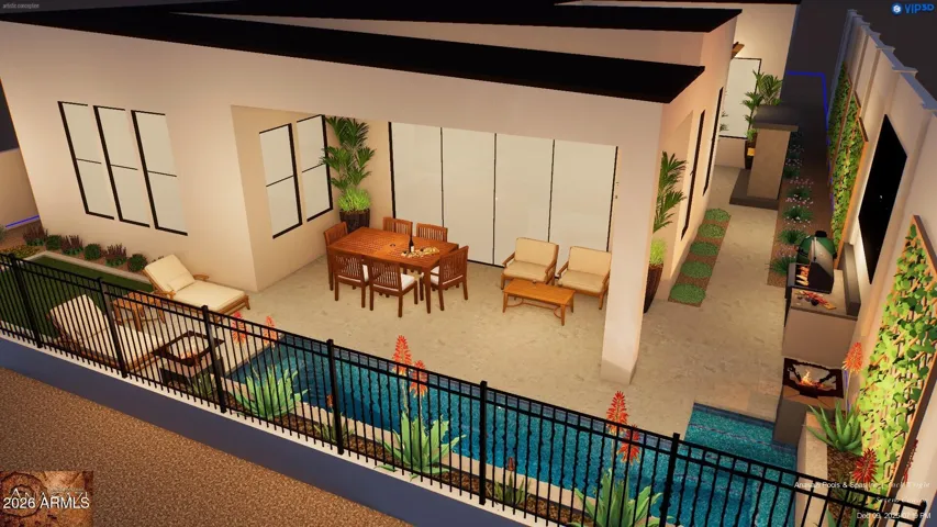 Possibilities, room for pool, built in BBQ, built in fireplace